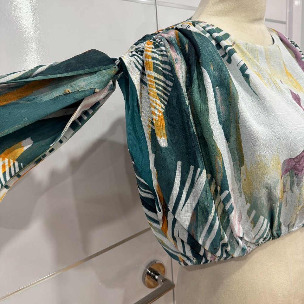 ANDREA IYAMAH HALIMA ABSTRACT BARK CROPPED TOP NWT, Size L - Picture 8 of 17